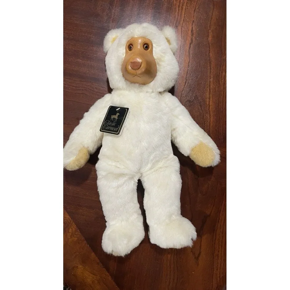 Vintage Carousel‎ wood faced stuffed bear 1986 plushies 17
